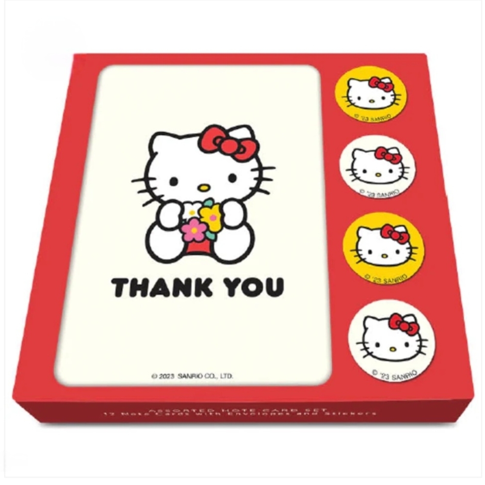 Sanrio Hello Kitty Thank You Card Set Box - Red/Yellow Or Blue/Pink, NIB
